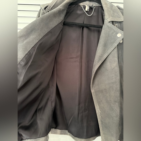 Topshop gray biker style suede jacket - Picture 2 of 3